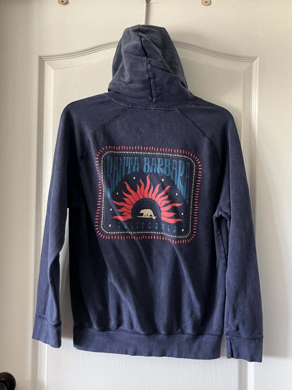 The Duck Company Men's Blue Washed Pullover Hoodie "Santa Barbara" size Medium